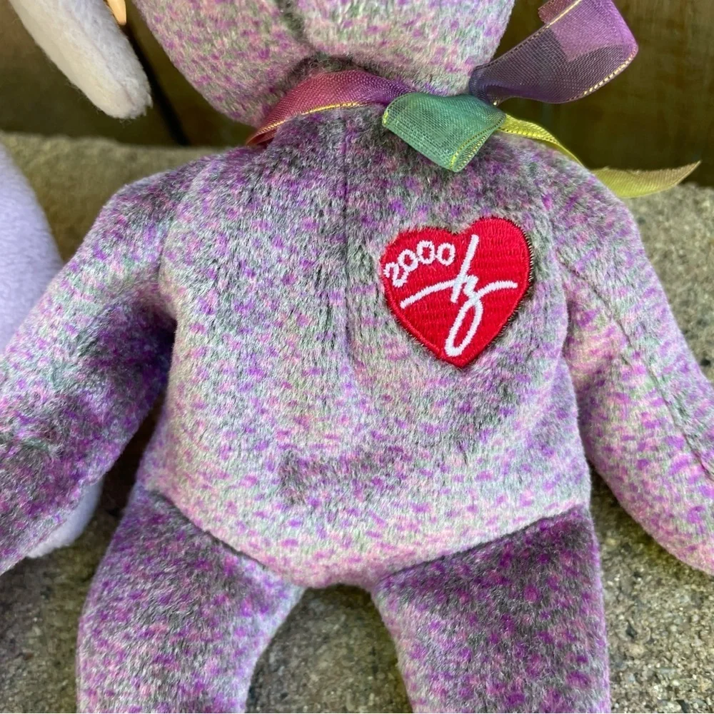 TY Floppity and 2000 Signature Beanie‎ Baby Plush Bunny and Bear Set